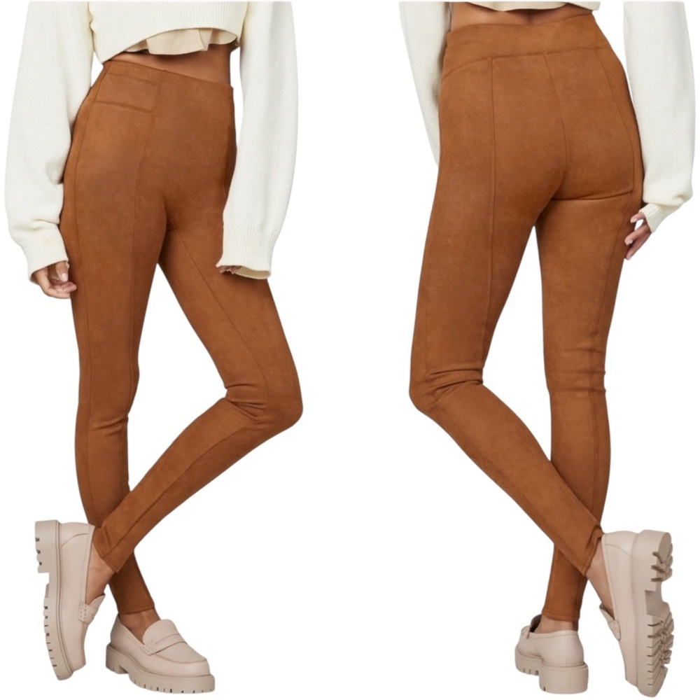 SPANX NWT Faux Suede Leggings in Rich Caramel Tan Camel Ankle Pants Small